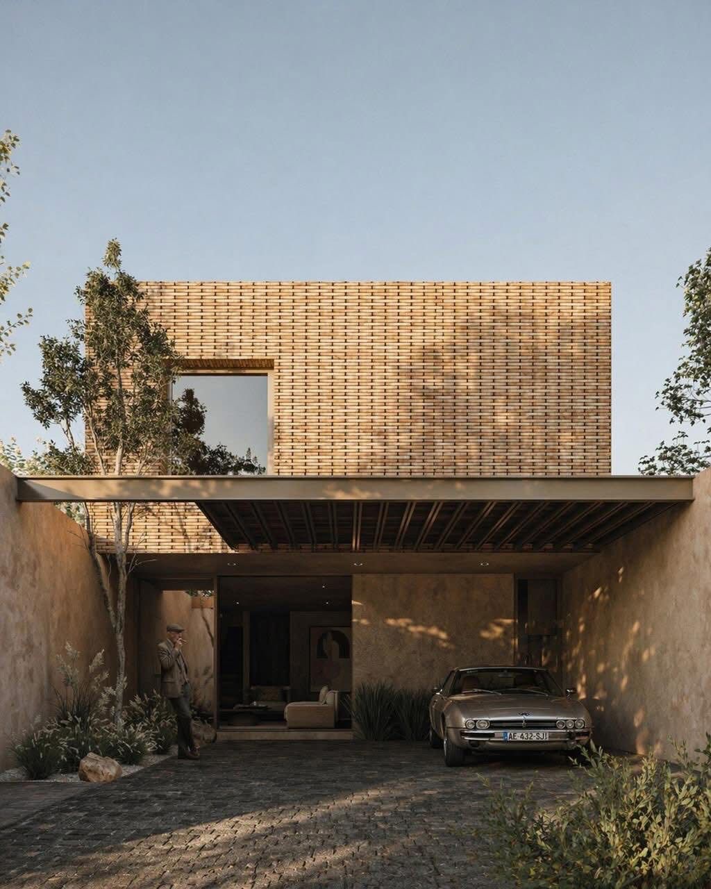 Proyecto arquitectónico con fachada natural